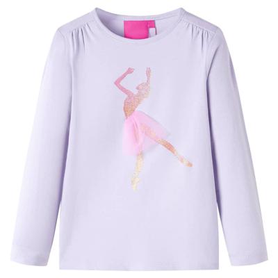 Kindershirt met lange mouwen ballerinaprint 116 lichtlila Kindershirt met lange mouwen ballerinaprint 116 lichtlila