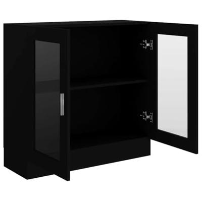 Vitrinekast 82,5x30,5x80 cm bewerkt hout zwart