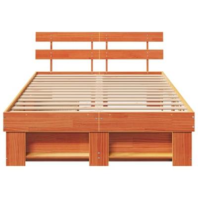 Bedframe met hoofdeinde Bruin 135 x 190 cm Massief grenenhout Bedframe met hoofdeinde Bruin 135 x 190 cm Massief grenenhout