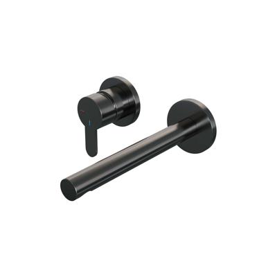 Inbouw wastafelmengkraan met rechte uitloop en rozetten, model D2 gunmetal geborsteld PVD