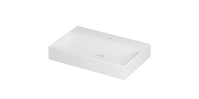 Wastafel United Porselein met 1 kraangat incl. porseleinen click plug en verborgen overloop systeem 70 cm x 45 cm x 11 cm Mat wit 0206032 Wastafel United Porselein met 1 kraangat incl. porseleinen click plug en verborgen overloop systeem 70 cm x 45 cm x 11 cm Mat wit 0206032