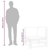 Tuinhoekbank met lichtgrijze kussens bamboe - thumbnail