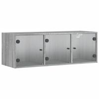 Wandkast met glazen deuren 102x37x35 cm grijs sonoma eiken - thumbnail