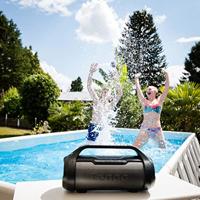 Lenco SPR-070 Boombox - IPX5 waterdichte Bluetooth Boombox - geïntegreerde 3000mAh batterij - 2 x 12 Watt RMS - FM-radio-ontvanger - lichteffecten - snoerloze muziekstreaming - zwart - thumbnail
