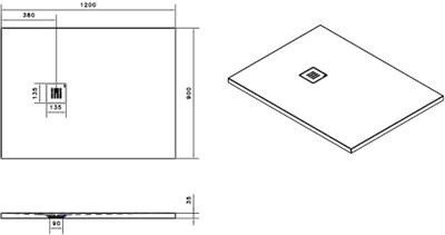 Aco ShowerDrain Floor Douchevloer 90x120x3,5 cm Signaal Zwart