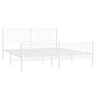 Bedframe met hoofd- en voeteneinde metaal wit 200x200 cm - thumbnail