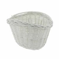 Rieten Fietsmand mand aan stuur ovaal wit - thumbnail