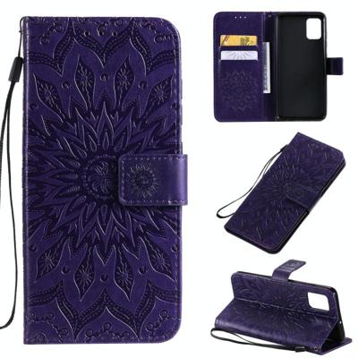 Voor Galaxy A51 Sun Print Horizontale Flip Beschermhoes met Holder & Card Slots & Wallet(Purple)