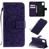 Voor Galaxy A51 Sun Print Horizontale Flip Beschermhoes met Holder & Card Slots & Wallet(Purple) - thumbnail