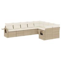 10-delige Loungeset met kussens poly rattan beige - thumbnail