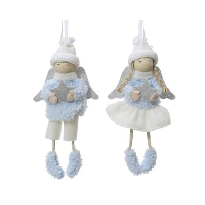 Kersthanger engel blauw/wit 8x3x16cm