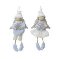 Kersthanger engel blauw/wit 8x3x16cm - thumbnail