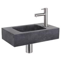 Differnz fonteinset bombai black natuursteen kraan recht mat chroom 40 x 22 x 9 cm - thumbnail