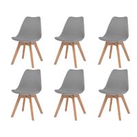 Eetkamerstoelen 6 st kunststof grijs - thumbnail