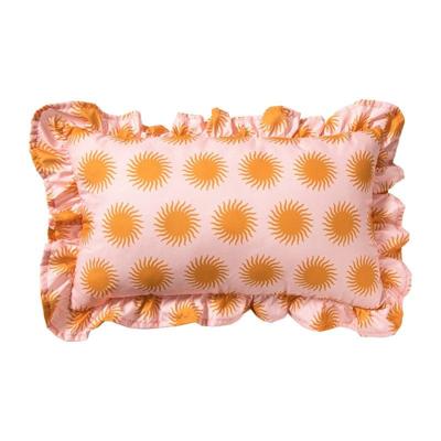 Kussen zonnetjes - roze/oranje - 30x50 cm