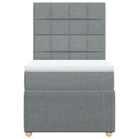 Boxspring met matras stof lichtgrijs 80x200 cm - thumbnail