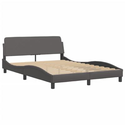 Bedframe met hoofdbord kunstleer grijs 140x200 cm - thumbnail