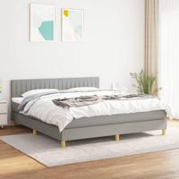 Boxspring met matras stof lichtgrijs 160x200 cm - thumbnail