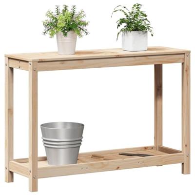 VidaXL Oppottafel met schap 108x35x75 cm massief grenenhout - thumbnail