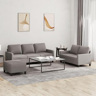3-delige Loungeset met kussens stof taupe
