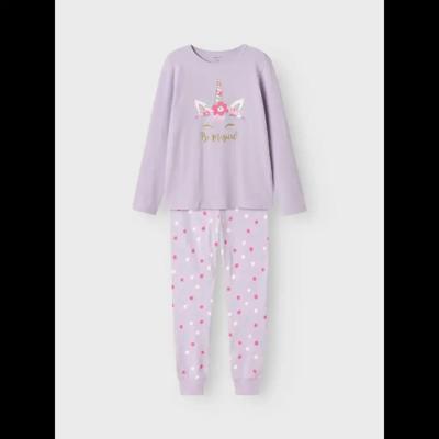 Name it kinder-meisjes pyjama katoen - Pastel Lilac - Organisch katoenen meisjes nachtkleding - 128 - 128