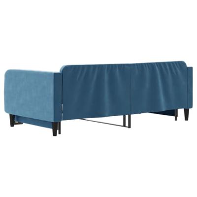 Slaapbank met onderschuifbed 100x200 cm fluweel blauw
