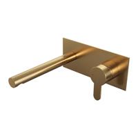 Brauer Gold Edition Wastafelmengkraan inbouw - rechte uitloop links - hendel plat smal - afdekplaat - model D 1 - PVD - geborsteld goud 5-GG-004-S4 - thumbnail
