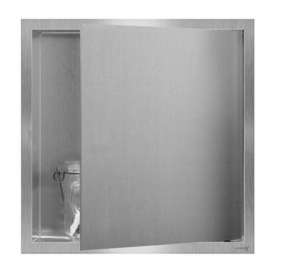 Looox BoX nis - 30x30x10cm - inbouw - met deur - rvs geborsteld BOX30D10