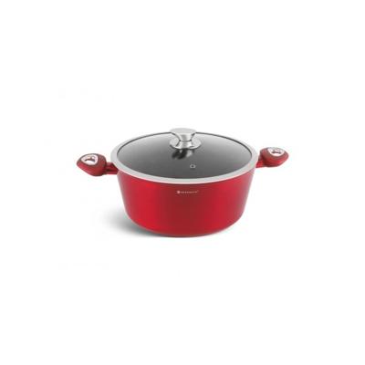 Edënbërg Red Line - Luxe Aluminium Kookpan Met Deksel - Ø 28 Cm - Rood, Gietaluminium