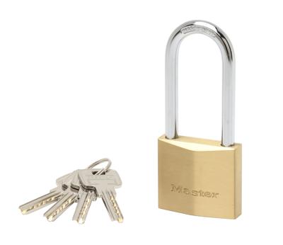 Masterlock 50mm thick solid brass body - 64mm hardened steel long shackle, 8mm di - 2950EURDLJ
