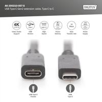 Digitus USB-kabel USB 3.2 Gen1 (USB 3.0 / USB 3.1 Gen1) USB-C stekker, USB-C bus 0.70 m Zwart Stekker past op beide manieren AK-300210-007-S - thumbnail