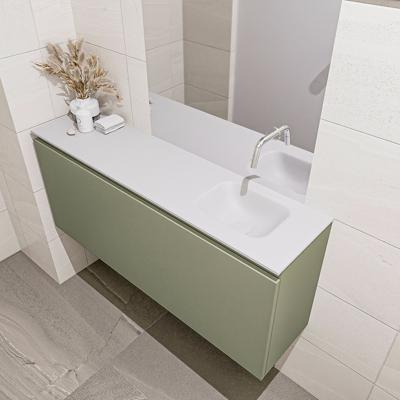 MONDIAZ OLAN 120cm toiletmeubel army. LEX wastafel talc rechts geen kraangat