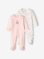 Set van 2 "kers" slaapzakken meisjes interlock lichtroze - thumbnail