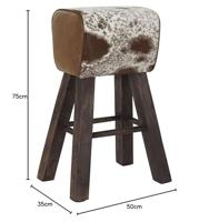 Kruk DKD Home Decor Wit Bruin Zwart Leer Hout 50 x 35 x 75 cm - thumbnail