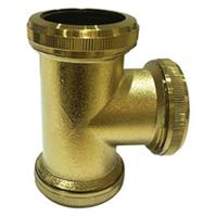 Koppel T Stuk Wiesbaden 32mm tbv Vloerbuis Geborsteld Messing Goud - thumbnail