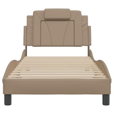 Bedframe met hoofdbord kunstleer cappucinnokleurig 90x190 cm