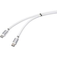 Renkforce TO-6886785 USB-kabel USB 2.0 USB-C stekker, USB-C stekker 2.00 m Wit Vergulde steekcontacten - thumbnail