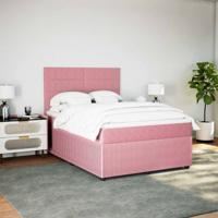 Boxspring met matras fluweel roze 160x200 cm - thumbnail
