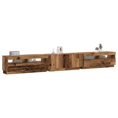Tv-meubel met LED 300x35x40 cm bewerkt hout oud hout