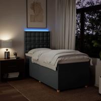 Boxspring met matras stof donkergrijs 140x200 cm - thumbnail
