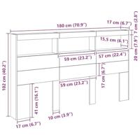 Hoofdbordkast met LED 180x17x102 cm oud hout - thumbnail