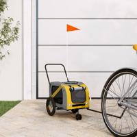 VidaXL Hondenfietstrailer oxford stof en ijzer geel en zwart - thumbnail