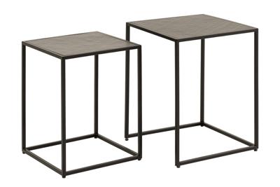 Vierkante set van 2 bijzettafels MOUNTAIN SOUL 60cm zwart natuursteen metaal - 45676