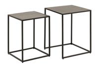 Vierkante set van 2 bijzettafels MOUNTAIN SOUL 60cm zwart natuursteen metaal - 45676 - thumbnail