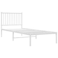 Bedframe met hoofdbord metaal wit 80x200 cm - thumbnail