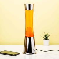 Lavalamp zilver met oranje vloeistof en oranje lava - thumbnail