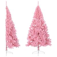 VidaXL Kunstkerstboom met standaard half 180 cm pvc roze - thumbnail