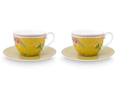 Pip Studio La Majorelle Set/2 Cappuccino Kop & Schotel Geel