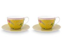 Pip Studio La Majorelle Set/2 Cappuccino Kop & Schotel Geel - thumbnail