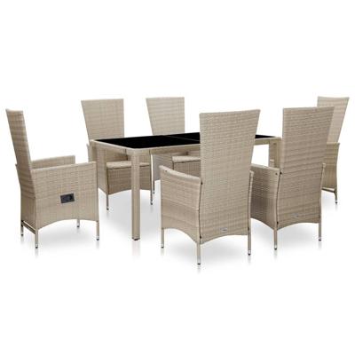 7-delige Tuinset met kussens poly rattan beige 7-delige Tuinset met kussens poly rattan beige
